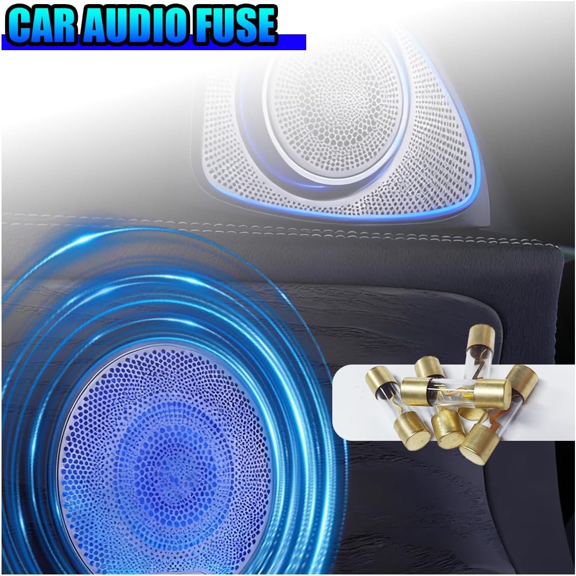 5PCS 60A AGU Fuse Gold Plated Glass Inline Car Audio Fuses, Vehicle Audio Stereo Sytem Fuse Kit for Car/Auto/Marine Audio Stereo Amplifier Power Protection Accessories(60A)