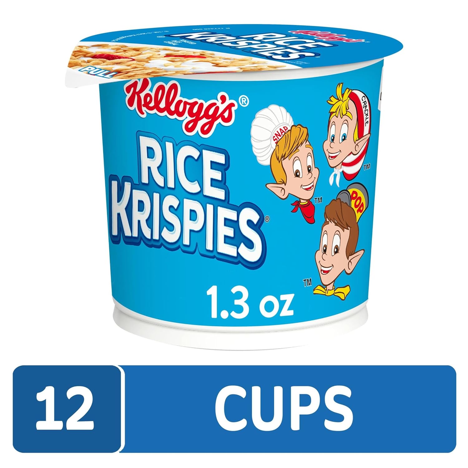Kellogg's Rice Krispies Breakfast Cereal Cups, Kids Snacks, Cereal Cup to Go, Original, 15.6oz Case (12 Cups) 1.3 Ounce (Pack of 24)