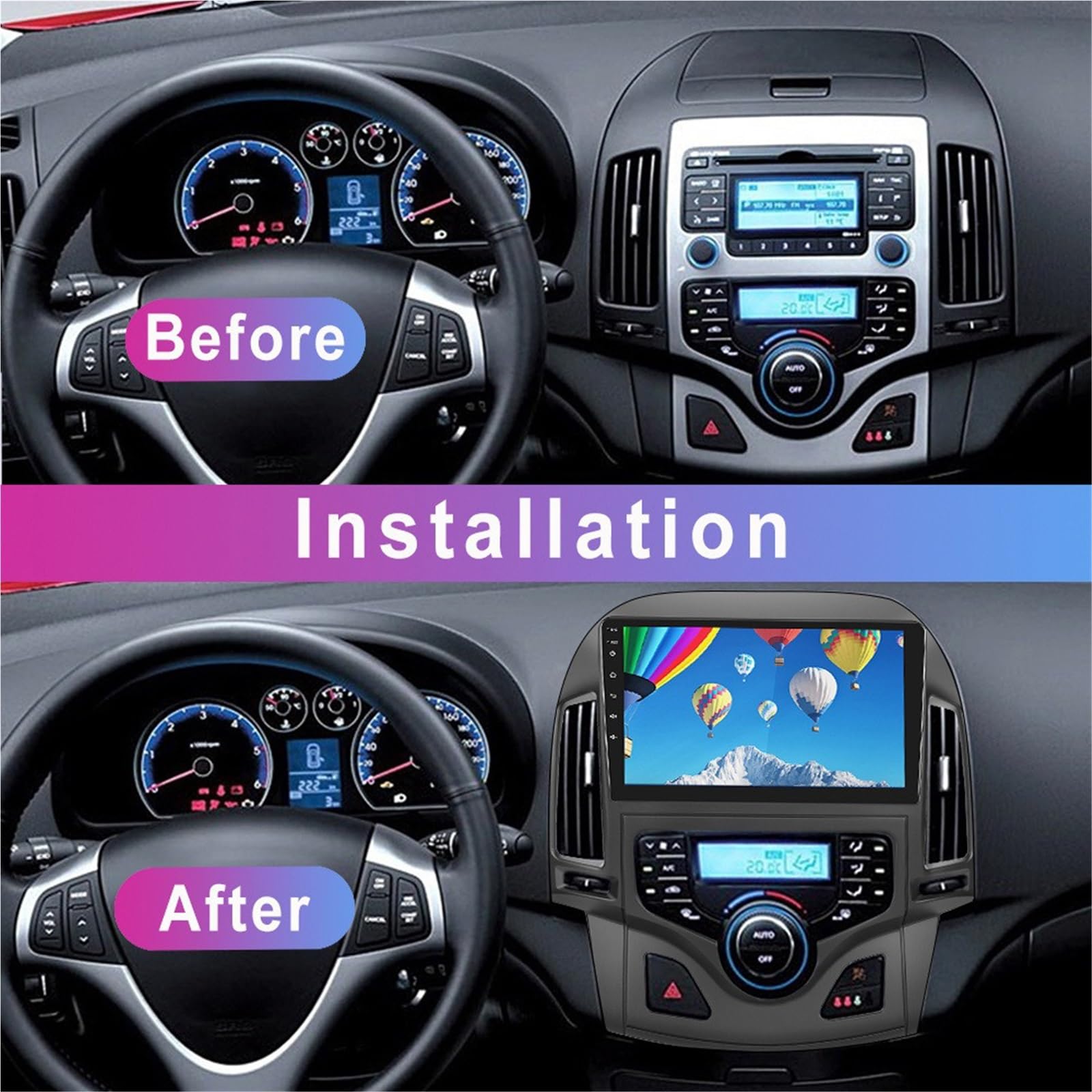 Mascherina per Autoradio Autoradio Stereo | Cornice Del Pannello Di Controllo Del Centro Di Navigazione Cornice Versatile Per Hyundai Per I30 2007-2011