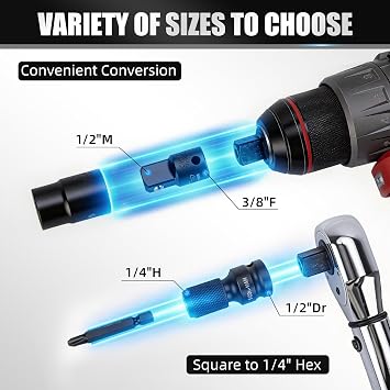 20 Piece Locking Impact Socket Extension Set, 3 6 9 Extension Bars, 1/4 3/8 1/2 Drive, Quick Release Locking Collar, Cr-v Steel, Universal Joints, Bit Socket Adapters, Socket Adapters