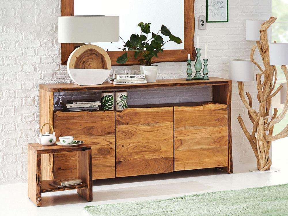 Choyal Acacia Wood Sideboard for Living Room Kitchen Storage
