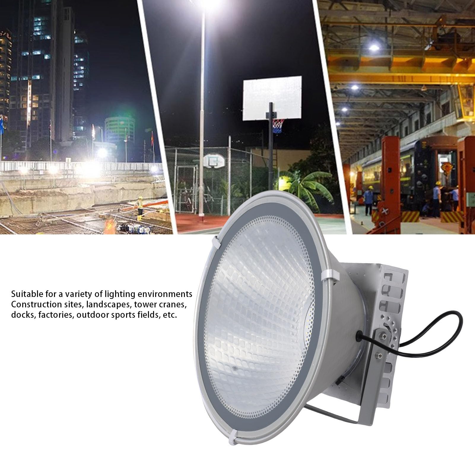 Fockety Reflektor LED, Aluminiowy Dźwig Wieżowy o Mocy 400 W. Reflektor Na Placu budowy. Szperacz. Białe światło Na zewnątrz. Na Placu budowy. Garaż Budynki przemysłowe. Fabryki.