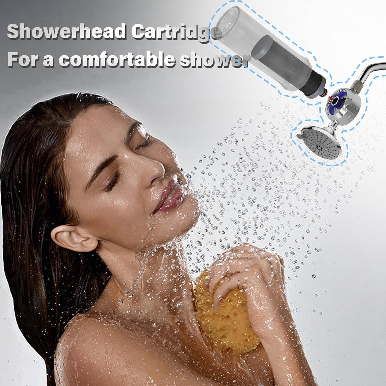 Shower Head Filter Cartridge 3PCS, Activated Charcoal Showerhead Filter removes chlorine, heavy metals and other impurities from the water and improves dry skin and hair conditions