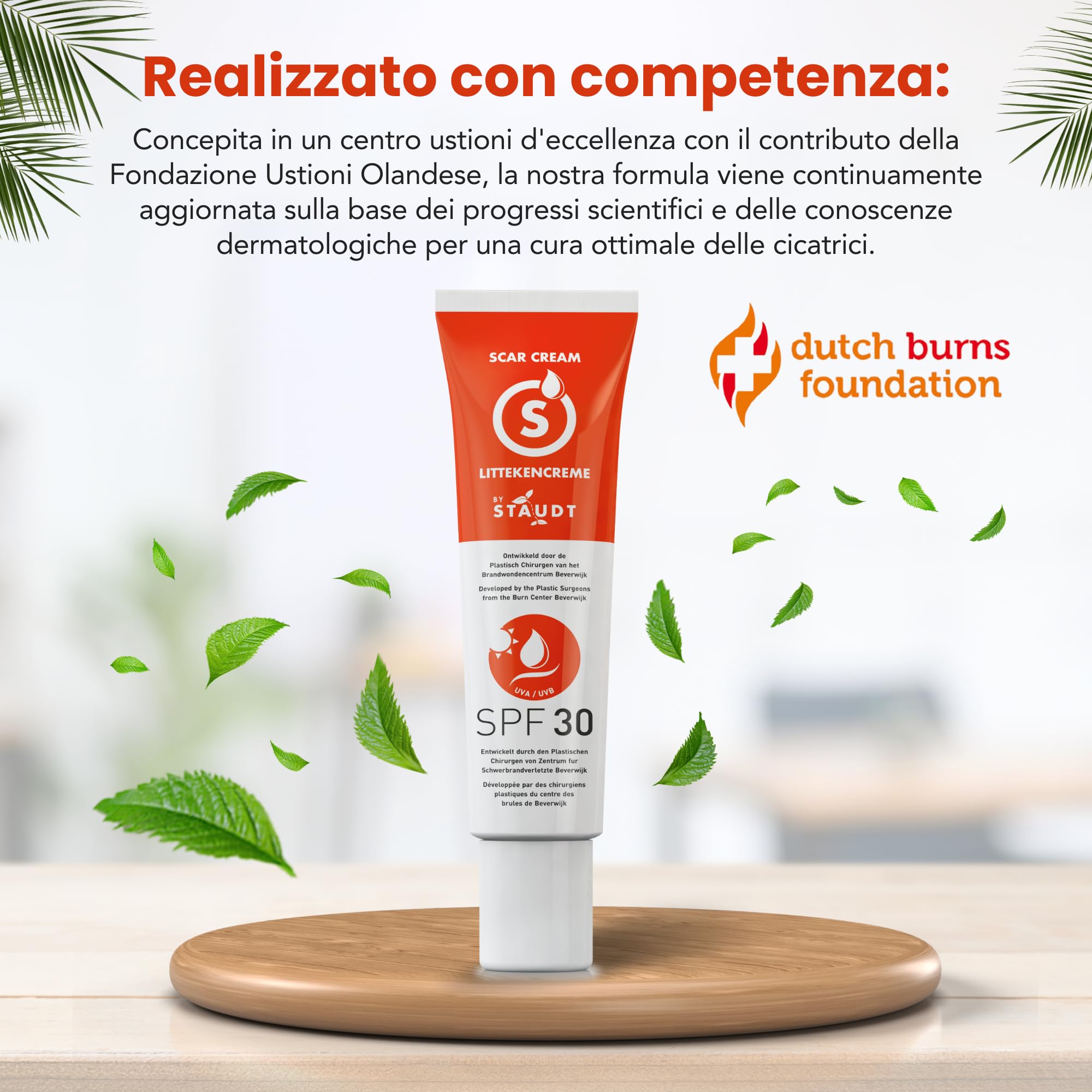 Crema per Cicatrici Staudt Premium con SPF30 - Gel di Silicone Avanzato per Cicatrici Chirurgiche e Vecchie - Formula Idratante con Miele e Jojoba - Ripara la Barriera Cutanea con Protezione UV - 40ml
