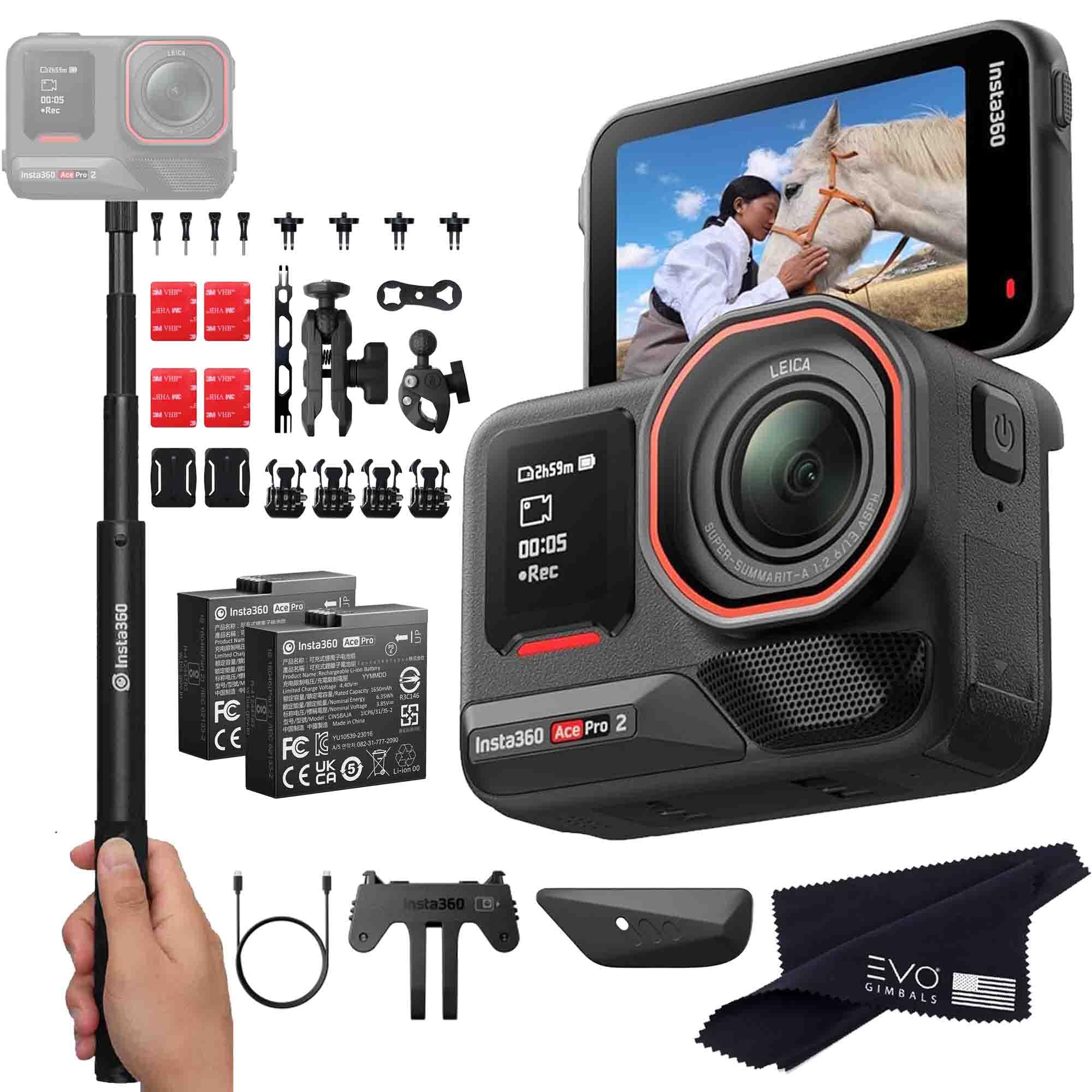 insta360 Ace Pro 2 Motorcycle Bundle- 8K Waterproof Action Camera Co-Engineered with Leica, Flagship 1/1.3" Sensor, 8K30, 2.5" Flip Screen|Includes Motorcycle Bundle, Invisible Selfie Stick-picture-29