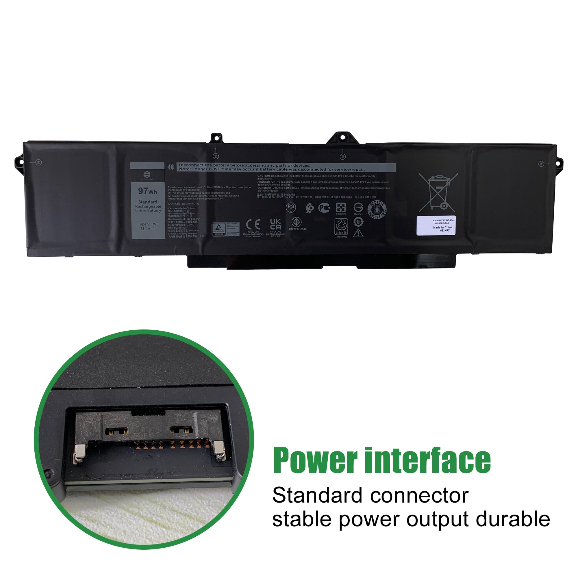 Amazon.com: JIAZIJIA 9JRV0 53XP7 053XP7 Laptop Battery Replacement