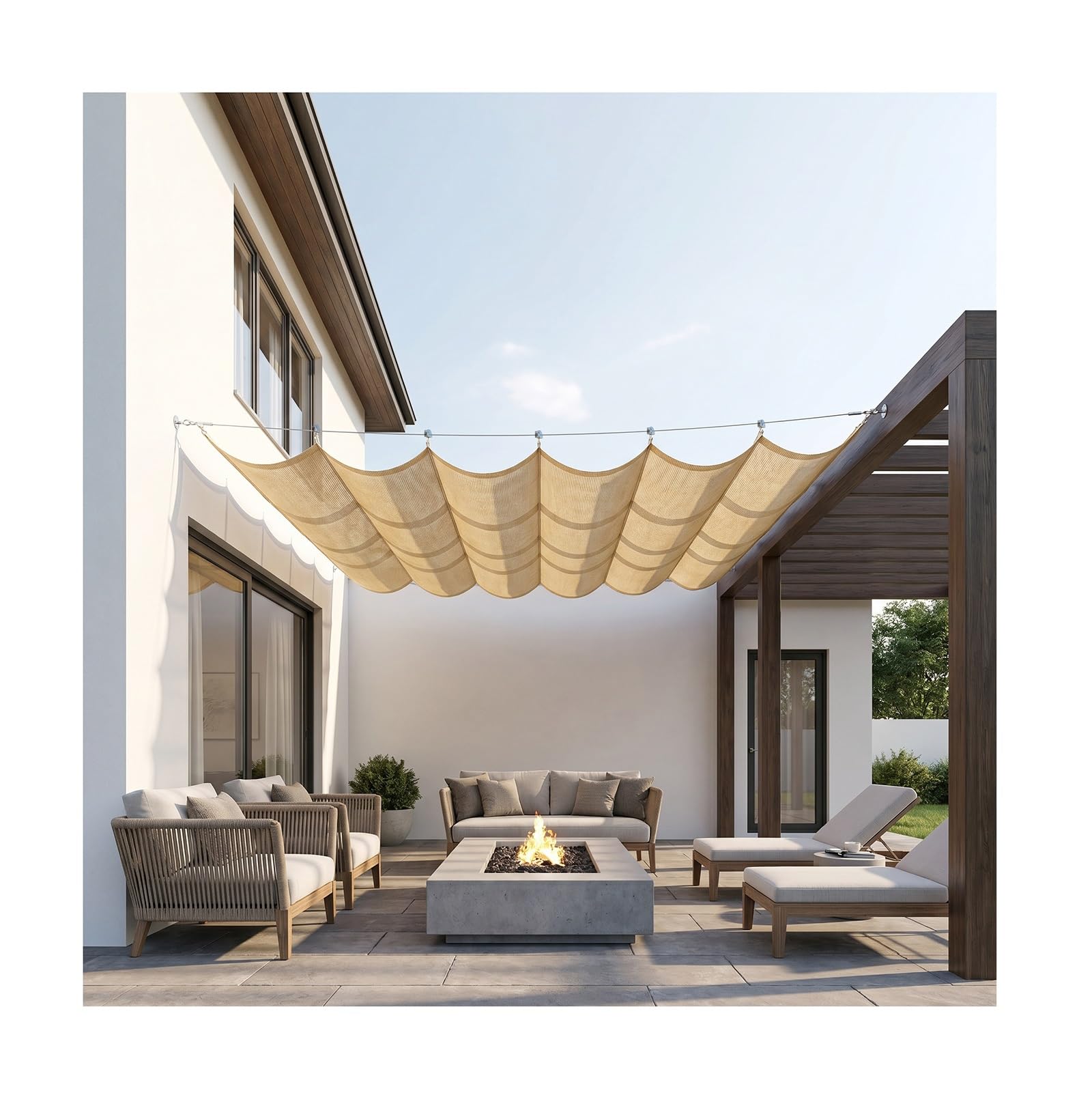 Voile d'ombrage rétractable contre la chaleur de terrasse avec toile HDPE 3x12m