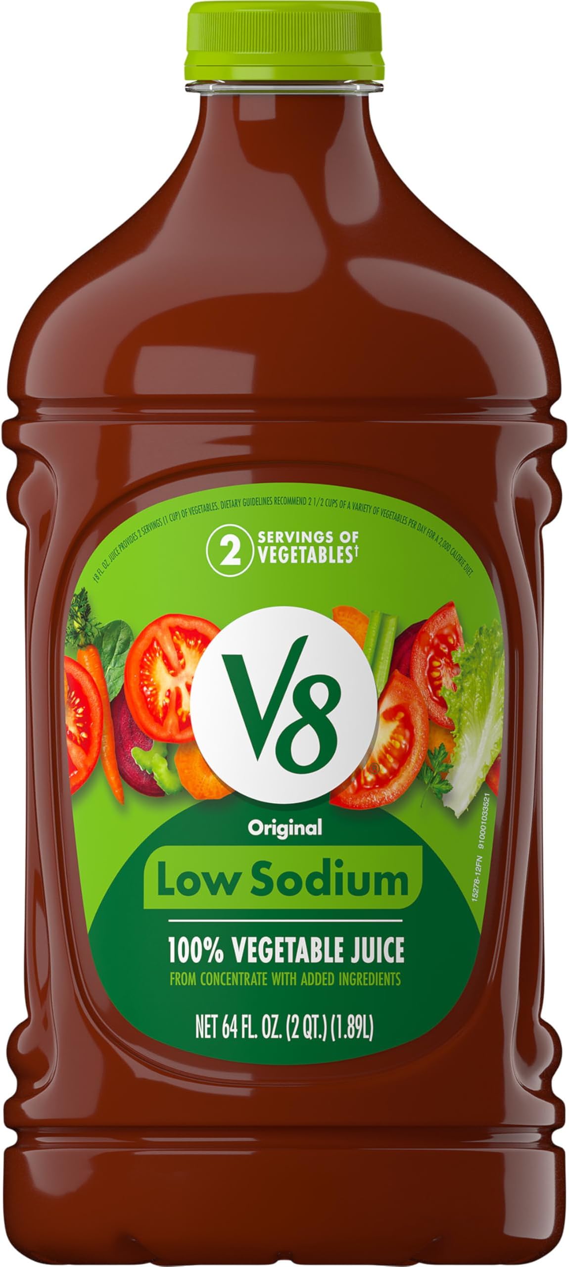 V8 Low Sodium Original 100% Vegetable Juice, 64 fl oz Bottle