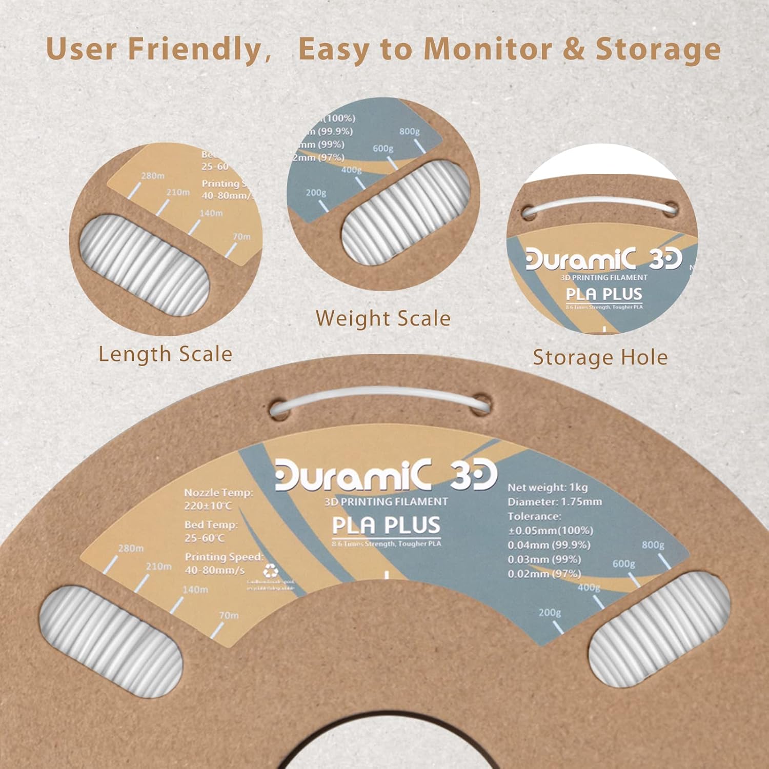 PLA Plus White and Marble Bundle, 3D Printer Filament Tough PLA Pro 8 Times Strength, Cardboard Spool 3D Printing Filament PLA + Dimensional Accuracy 99% +/- 0.03 mm