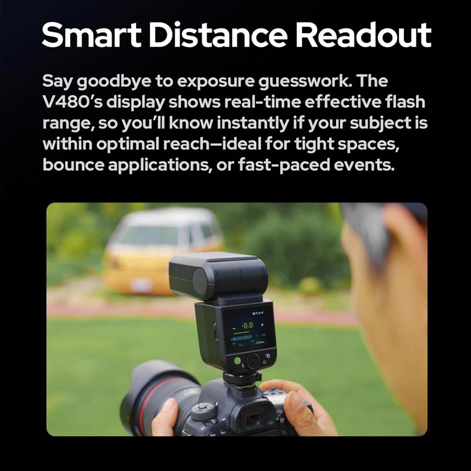 Godox V480 for Sony GODOX TTL Flash - GN50 HSS 1/8000s/650 Flashes/1.7s Recycle/Built-in Modeling Light/Li-ion Battery/Touchscreen/2.4G Wireless Flash/TTL Camera speedlight for Sony