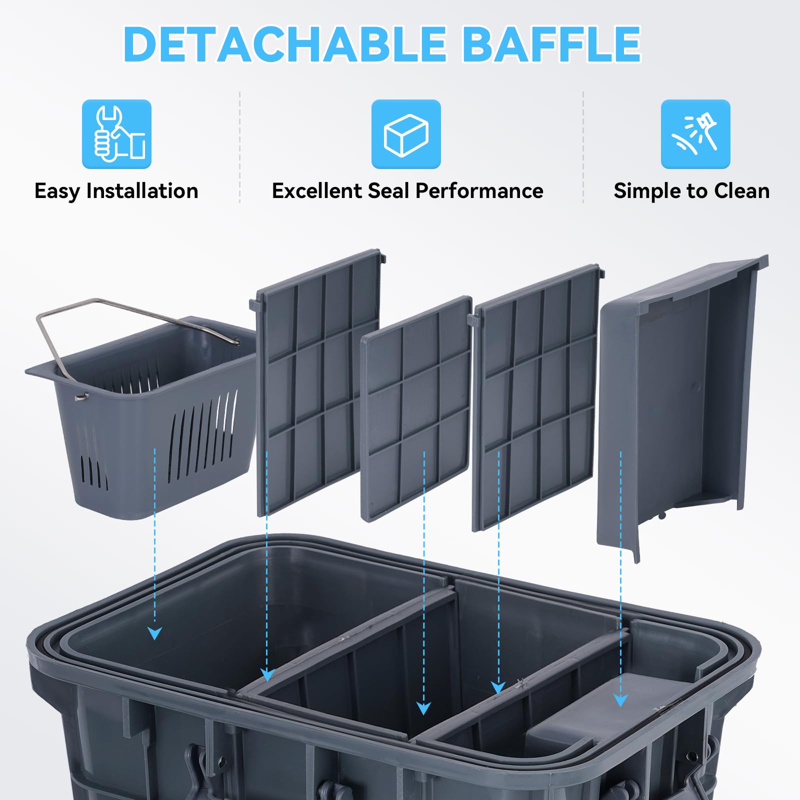 YUCHENGTECH Bac à Graisse Sous Evier PP 22L 37x27x30cm | Capacité 22L, PP, Installation Sous évier, Usage Restaurant/Cuisine, Séparation Graisse