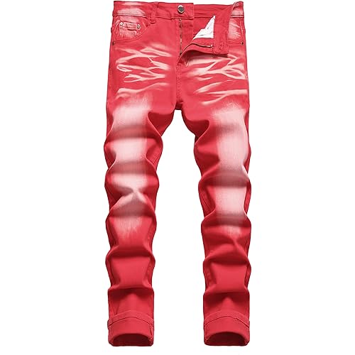 JUNBAOSS Men's Slim Fit Stretch Jeans Ripped Skinny Jeans for Men, Distressed Straight Leg Fashion Comfort Flex Waist Pants