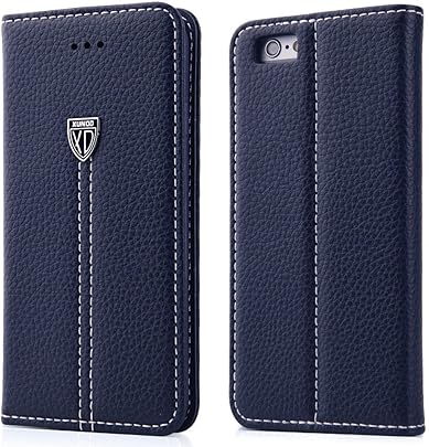Funda iPhone Plus  XUNDD Funda Piel para iPhone Plus  Carcasa Estilo Billetera Cuero Con Ranura para Tarjeta  Soporte Plegable  Cierre Magn tico Azul