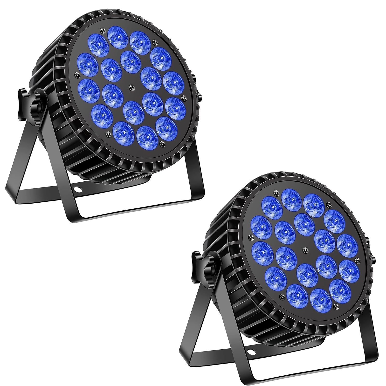 2PCS 18 LED 200W 4 en 1 RGBW de Scène Lumière, DMX512 LED Par,Son/Maître Esclave DJ Disco Lumière pour Fête, Concert, Halloween, Noël, Mariage, Club