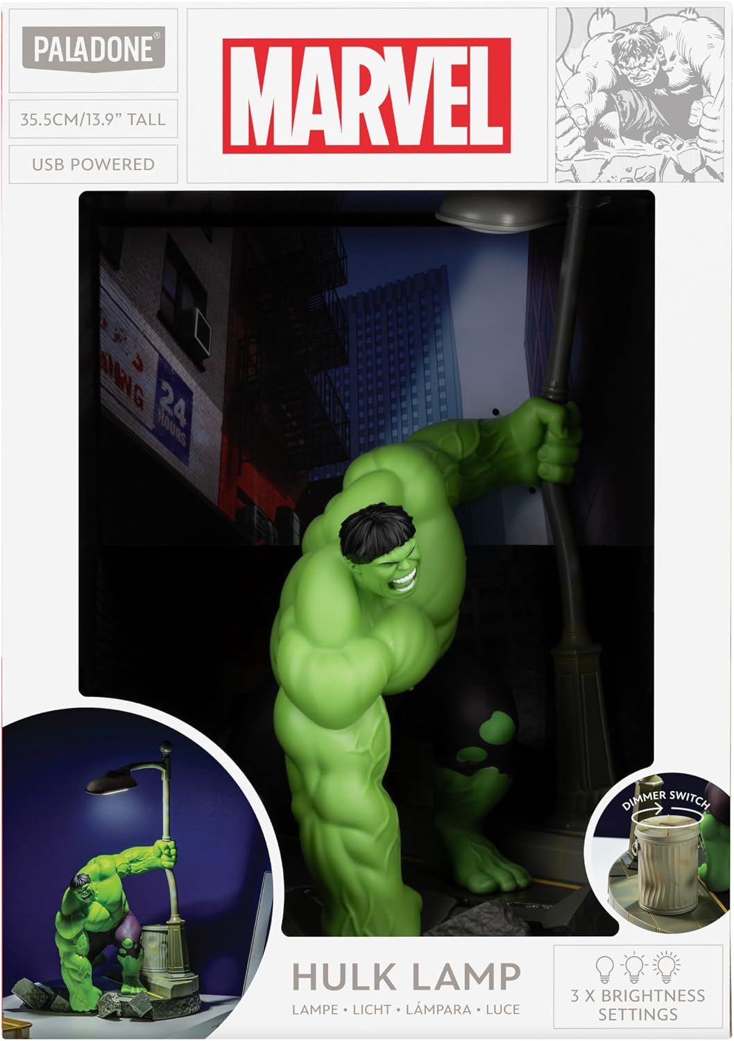 Paladone Marvel Hulk Diorama Lamp - Officially Licensed Marvel Product | 34cm Diorama Display • Adjustable Brightness Levels • USB Powered • Detailed Hulk Scene • Marvel Collector Gift