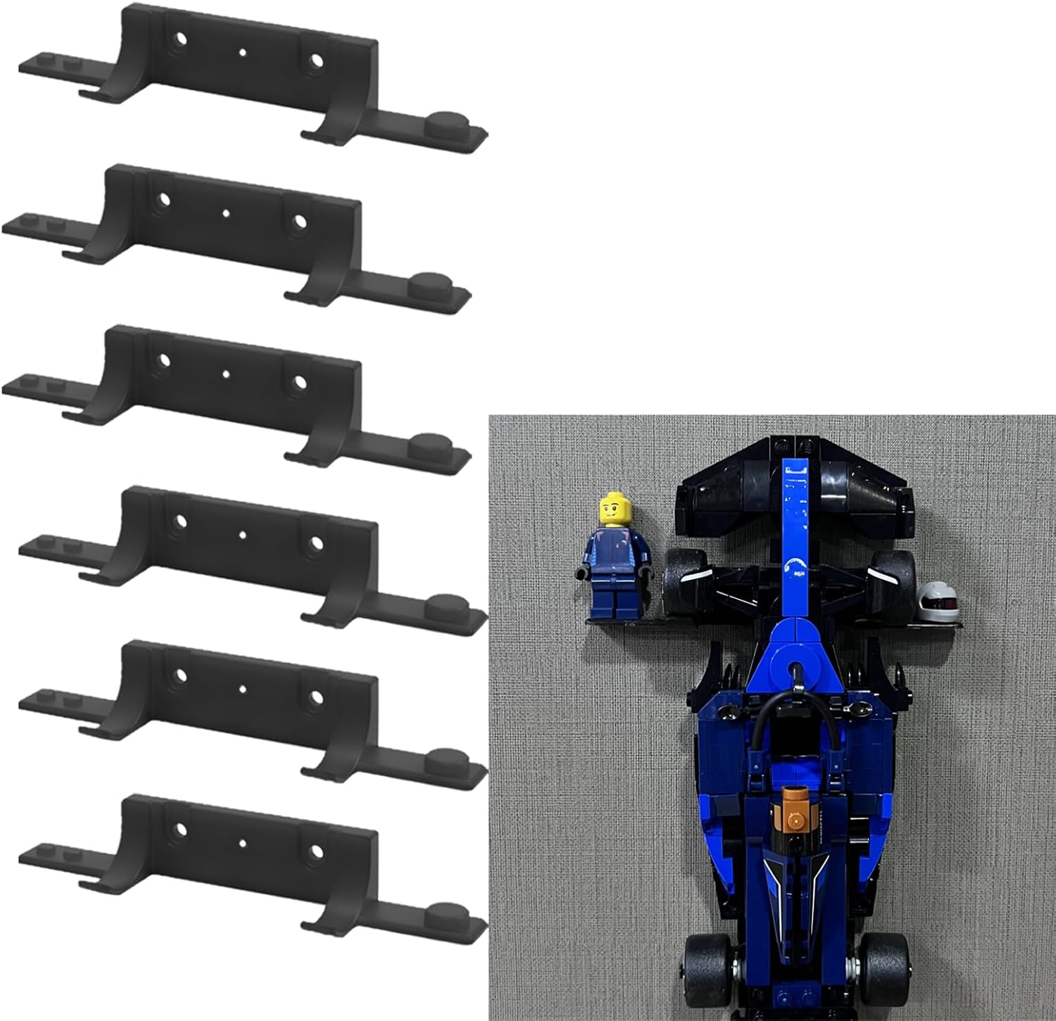 Wall Mount Compatible with Speed Champions Sets, Wall Bracket with a Base for Brick Cars and The Pilot/Figure (24Pcs)