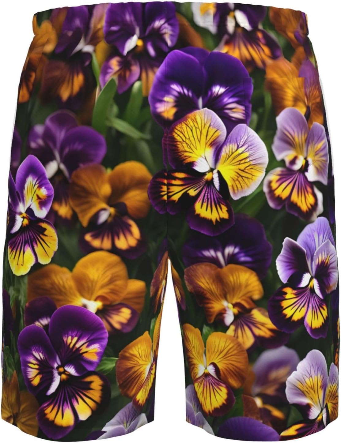 Pansy Perfection Print Men's Quick-Drying Shorts Casual Beach Pants Stretch Waist Shorts and Pockets