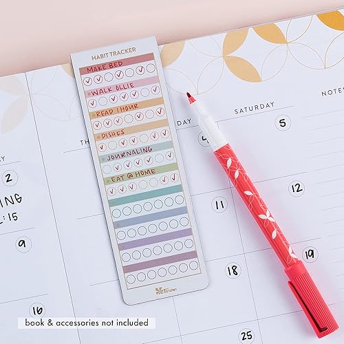 Miniatura 4 de Marcador de página magnético plegado - Diseño de seguimiento de hábitos. Funciona con marcadores de borrado húmedo. Mide 2 x 6 pulgadas. Se adapta a