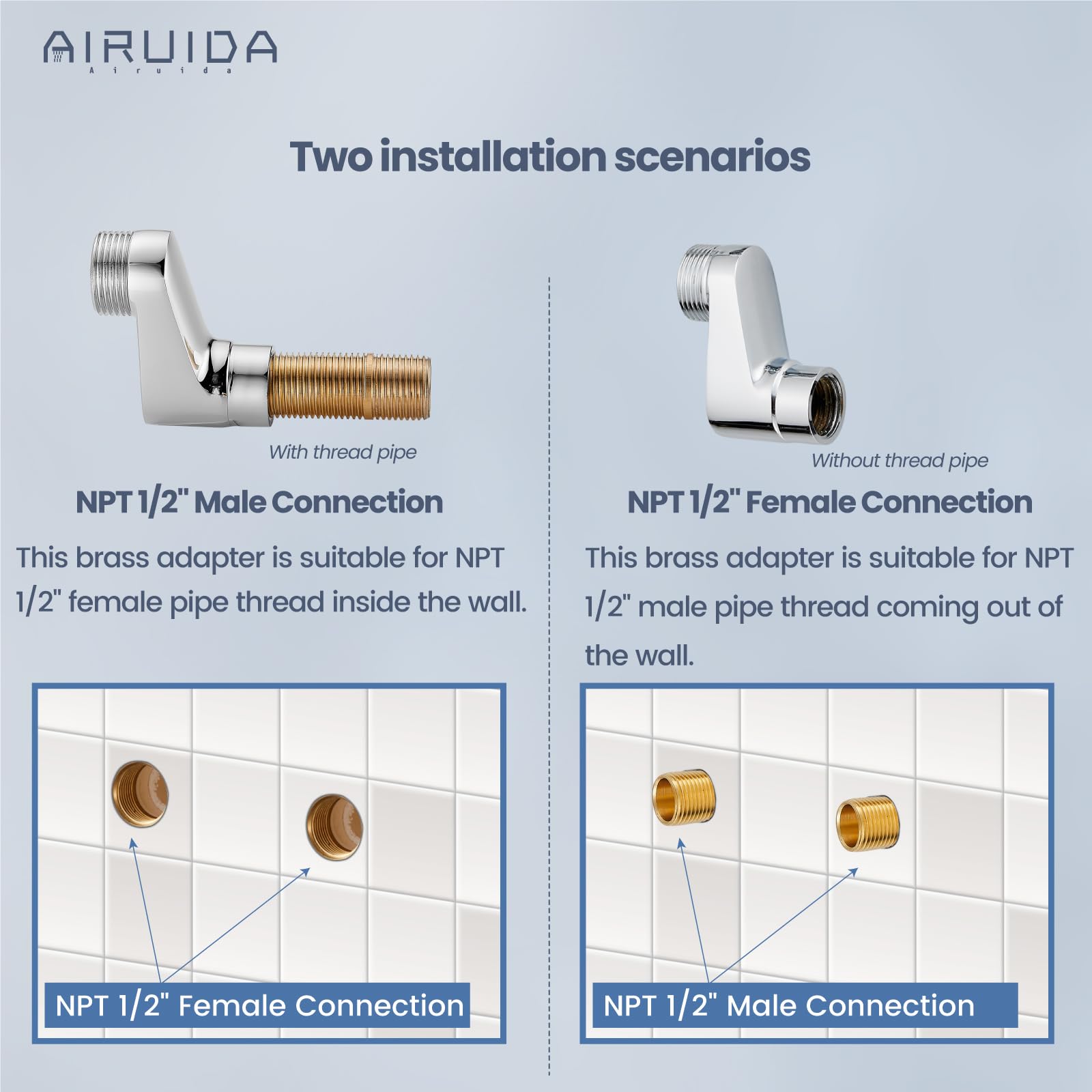 Airuida Verlängertes Gewinde, verstellbare Schwingarme, 9.5 cm, Wandhalterung, Klauenfuß, Badewanne, Dusche, Wasserhahn-Adapter, 5.4 cm, kommerzielle Nutzung, Exzenterschraube, 1 Paar, Chrompolitur
