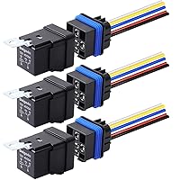 Vista 1 de Delgada Relé de 40/30 amperios 12 V impermeable para automóvil, 5 pines SPDT con juego de enchufes de arnés 14 AWG cables de cobre para barco