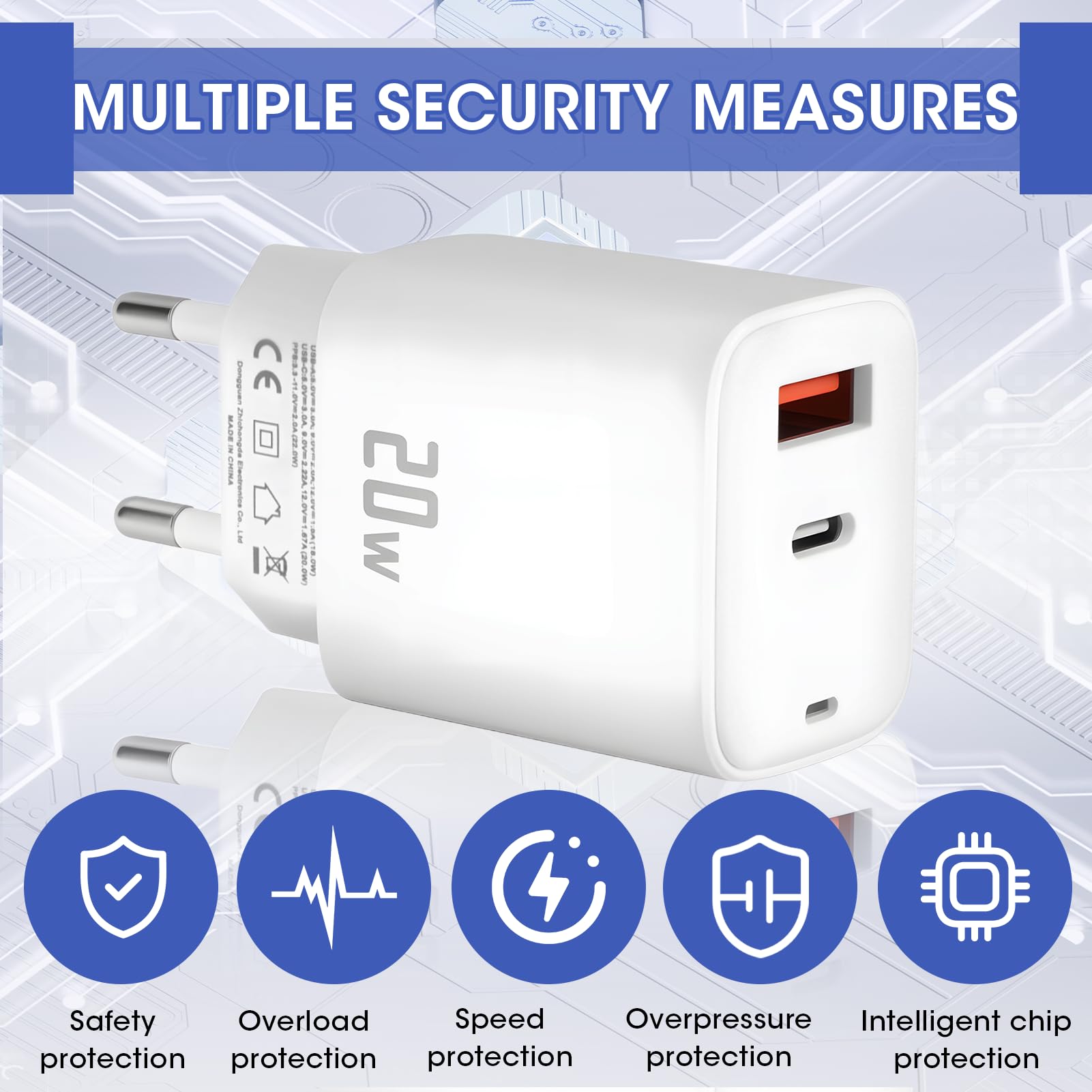 CARICABATTERIE DA PARETE DUAL 100W – 3 PORTE USB-C/USB-A – ADATTATORI DA VIAGGIO – BIANCO - GL SMART CARICABATTERIE DA PARETE DUAL 100W – 3 PORTE USB-C/USB-A – ADATTATORI DA VIAGGIO – BIANCO - GL SMART