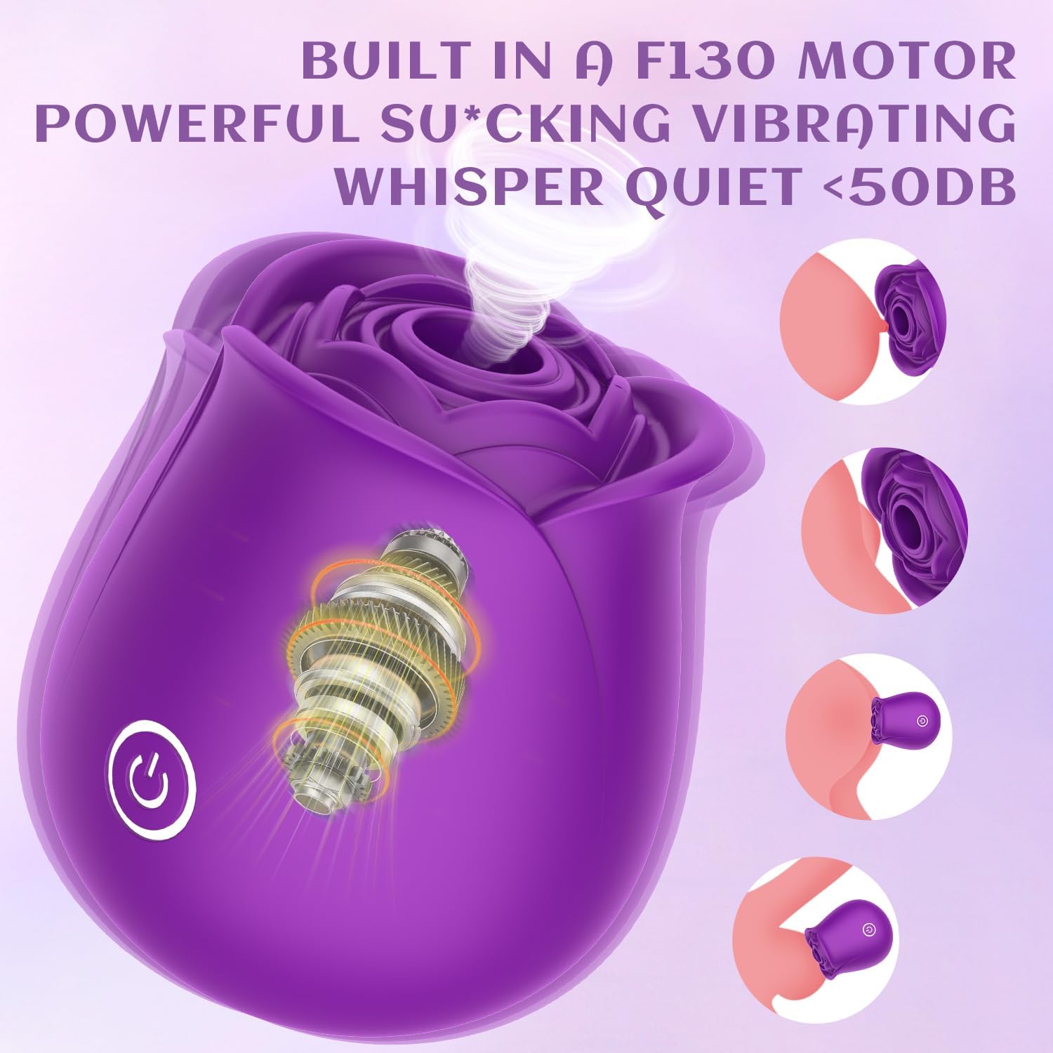 Roses Toy Personal Massager Womens Flower Toys, Clitoral Nipple Stimulator Rose Vibrator Toys 10 Sucking & Vibration Modes Purple Toys (Purple)