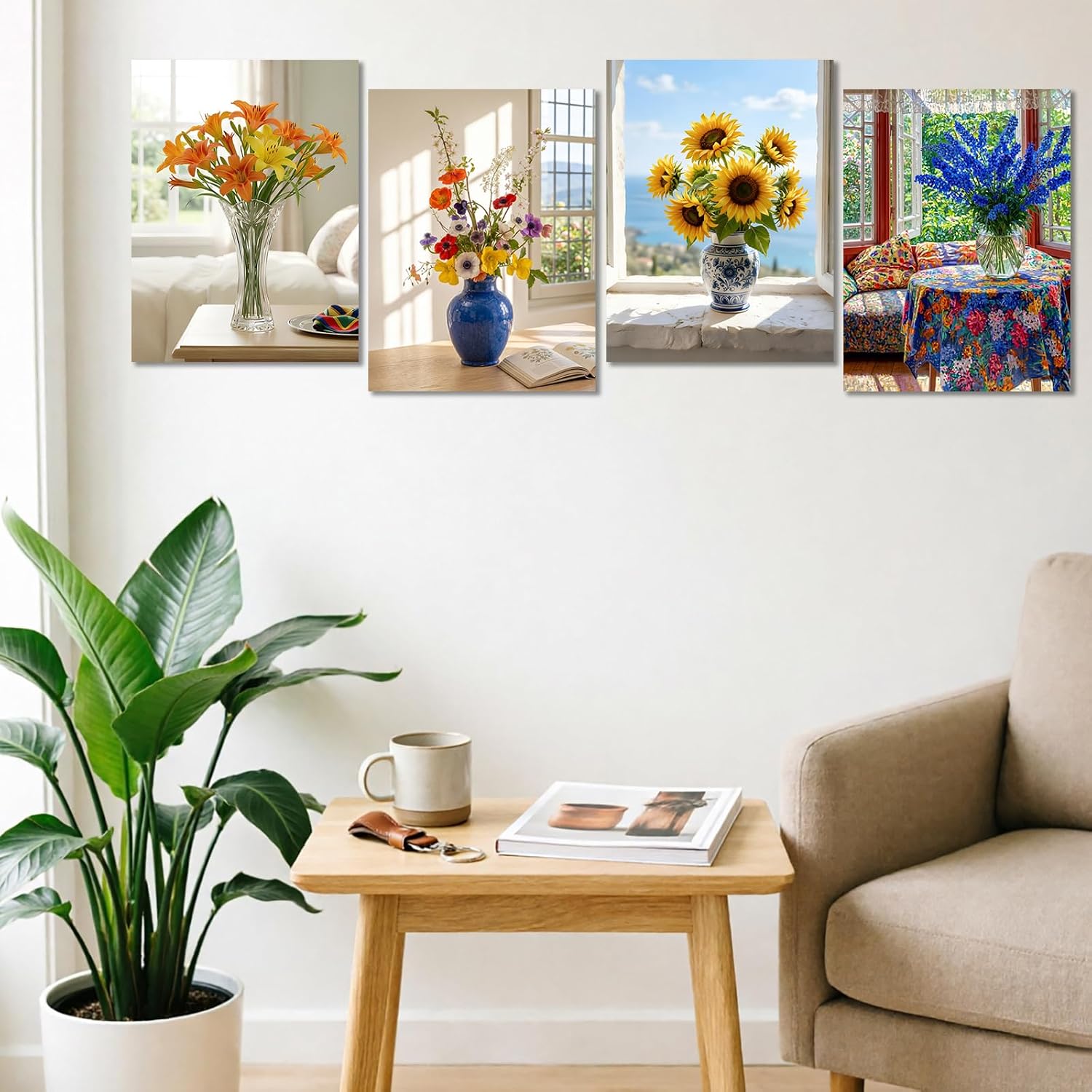 Lanzeyo Diamond Art Kits for Adults 4 Pack Flower Vase Diamond Painting image 3