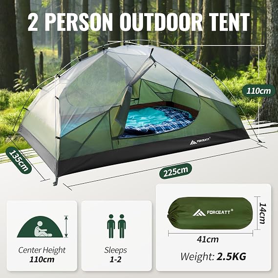 Forceatt Camping Tent,2-3 Man Tent for Outdoor PU3000mm Waterproof Tent Lightweight & Portable easy set up for Hiking Backping Eurohike | Outdoor, PU3000mm, Waterproof, Tent, Portable, easy set up
