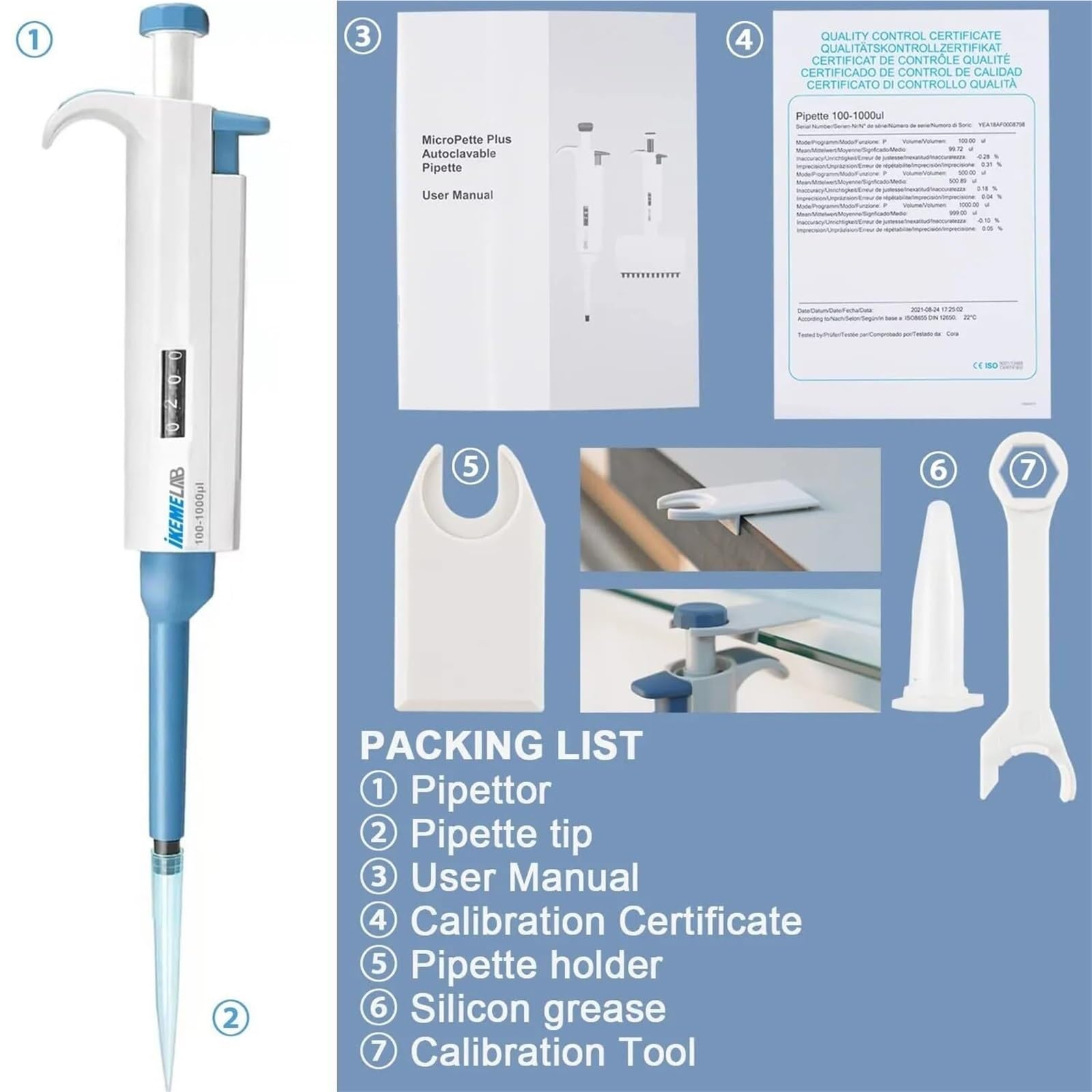 Pipette Pipette, Im Labor Verstellbare Digitale Einkanal-Mikropipette Mit Spitzen für Labor(0.1-2.5ul)