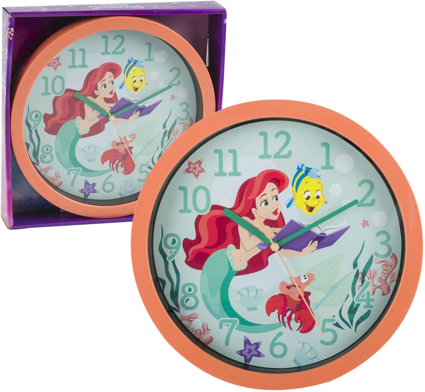 Accutime Watch Corp Disney Princess Ariel Mermaid Wall Clock Office Home Wall Decor 10 Inches