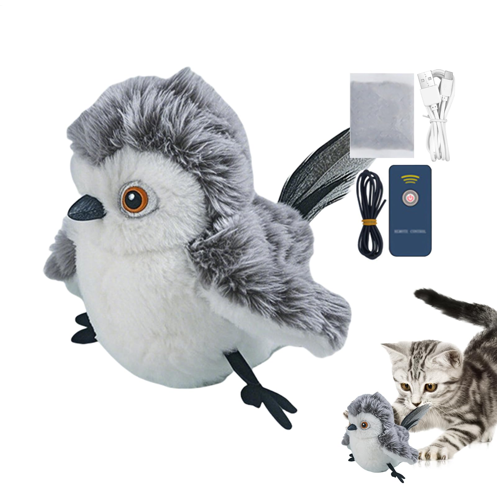 Jouet interactif pour chat : oiseau flottant volant doux et amusant