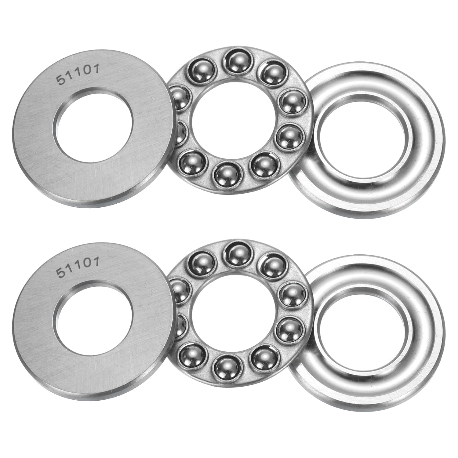 uxcell 4 Set 51207 Thrust Ball Bearings 35mm x 62mm x 18mm Plane Axial Ball Bearing Single Row Roller, Chrome Steel Good Performance (ABEC3)