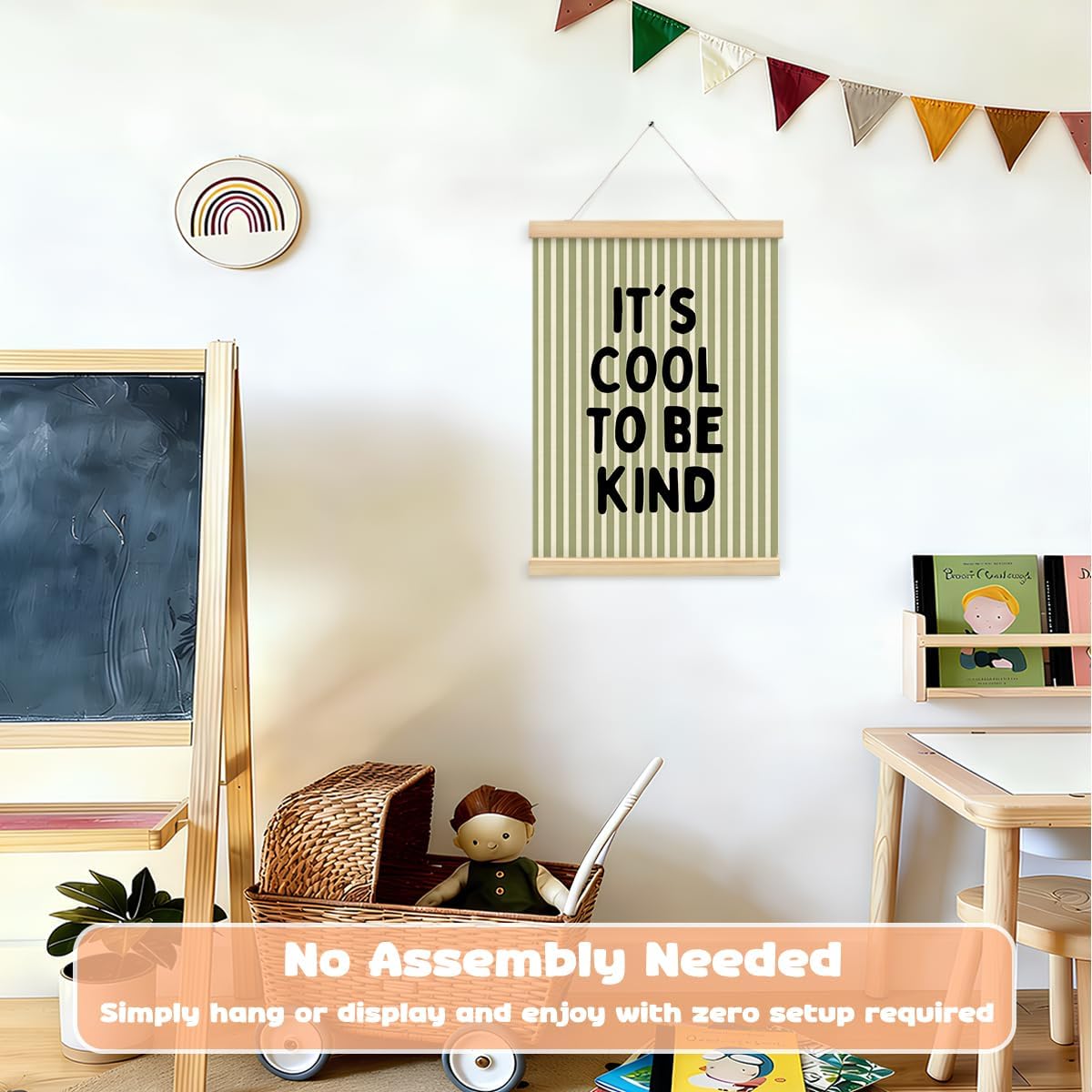STHTTSW Kids Room Decor,Sage Green Classroom Wall Decor,It's Cool to Be Kind Banner,Baby Nursery Decor Wall Hanging Flag for Bedroom Playroom Classroom Kids Rroom 12x16 Inch image 2