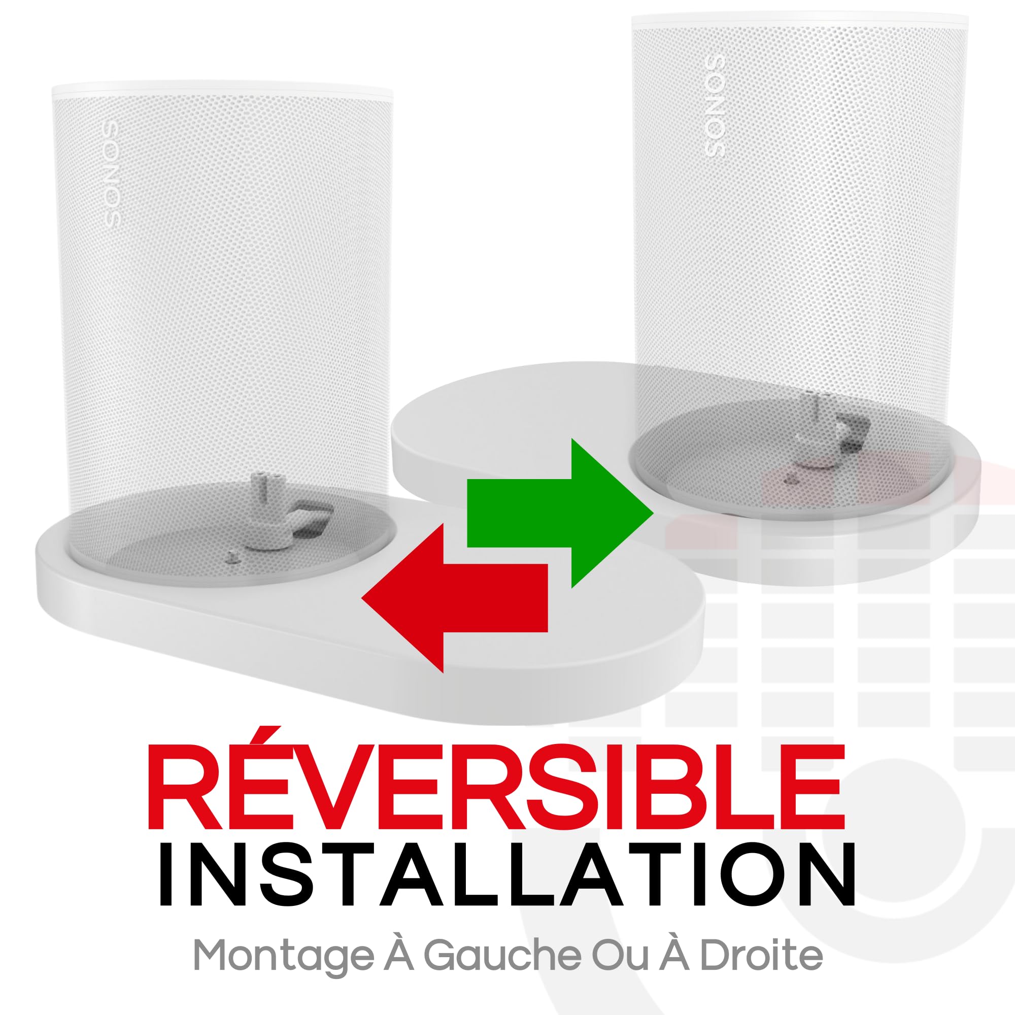 Sound Bass Support mural étagère ERA 100, blanc, 1 pc | Compatible Sonos ERA100 & ERA 100 SL | Support, gestion des câbles, kit de montage