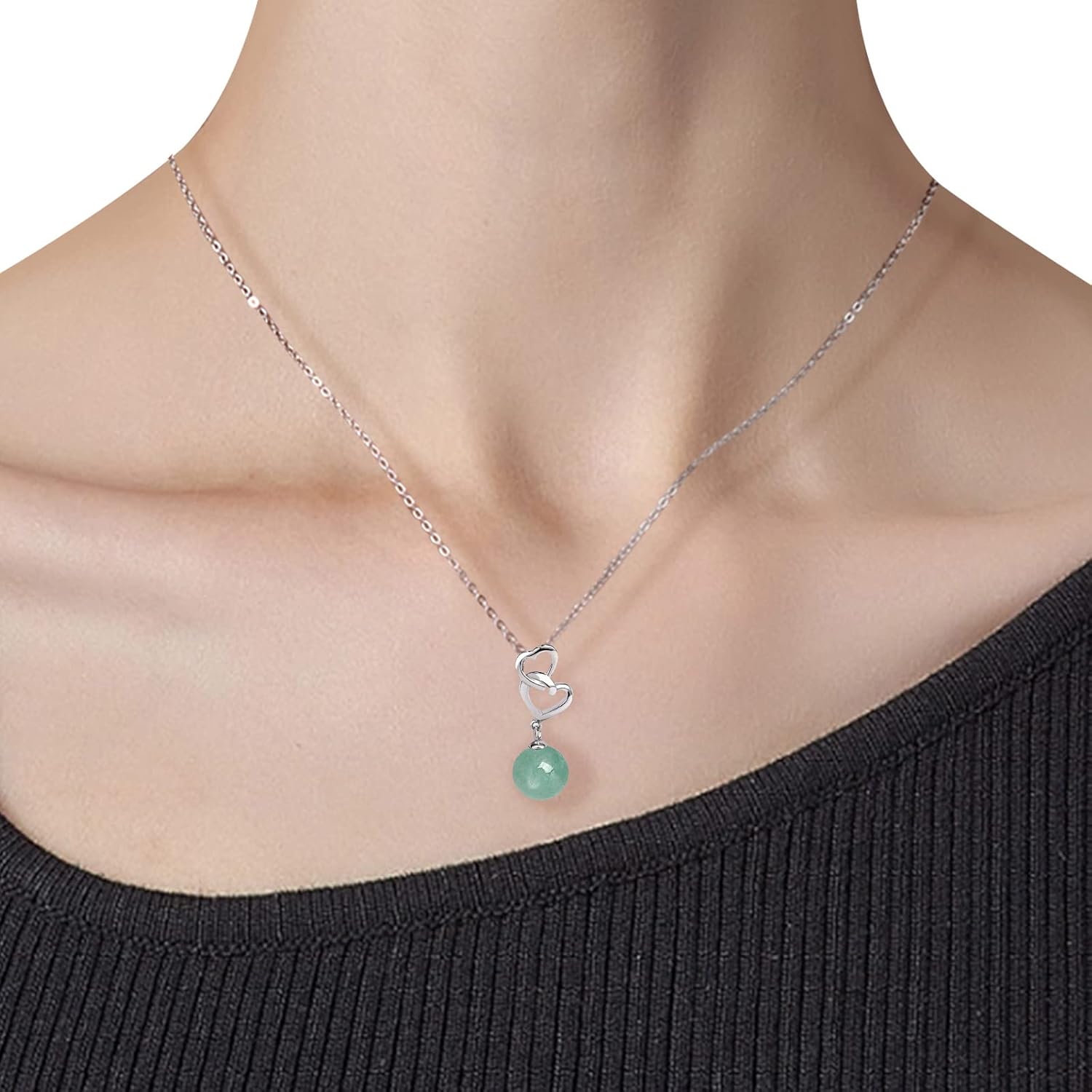 Handmade Jade Necklace 925 Sterling Silver,Simulated Diamond Jade Pendant Necklaces for Women