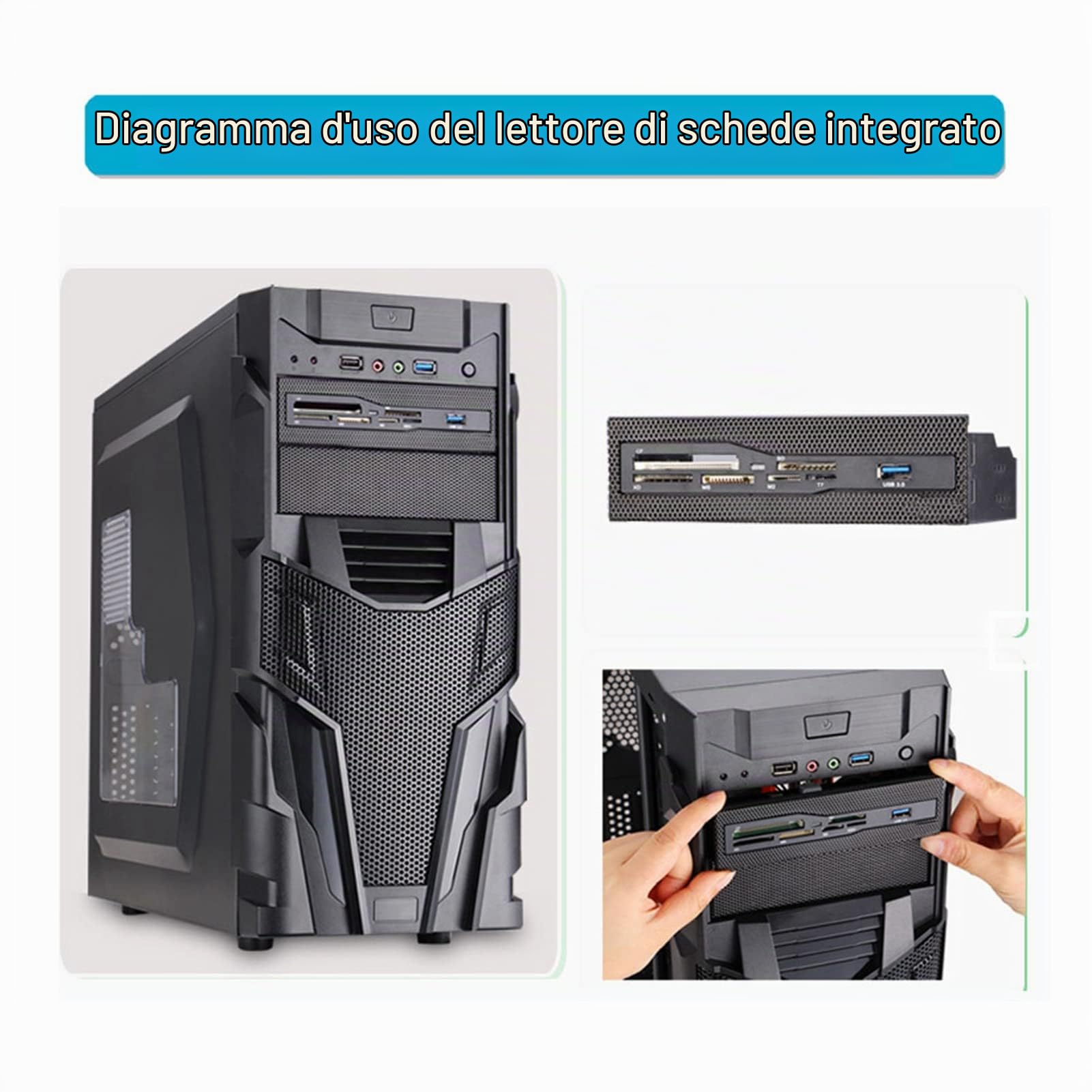 Lettore di Schede Interno Multifunzione Sashboard PC Pannello Frontale Lettore di Schede SD e porta USB 3.0 Super Speed + SD/MS/XD / M2 / CF/TF