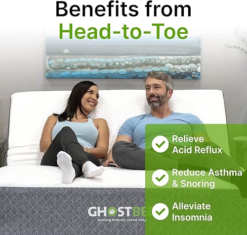 Miniatura 2 de GhostBed Marco de cama ajustable y base de alimentación con control remoto inalámbrico configuración de gravedad cero y masaje puertos USB tamaño