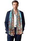 GERINLY Silk Feel Long Scarf for Men, Lightweight Business Dress Shawl Wraps Gentlemen, European Style Suit Scarves