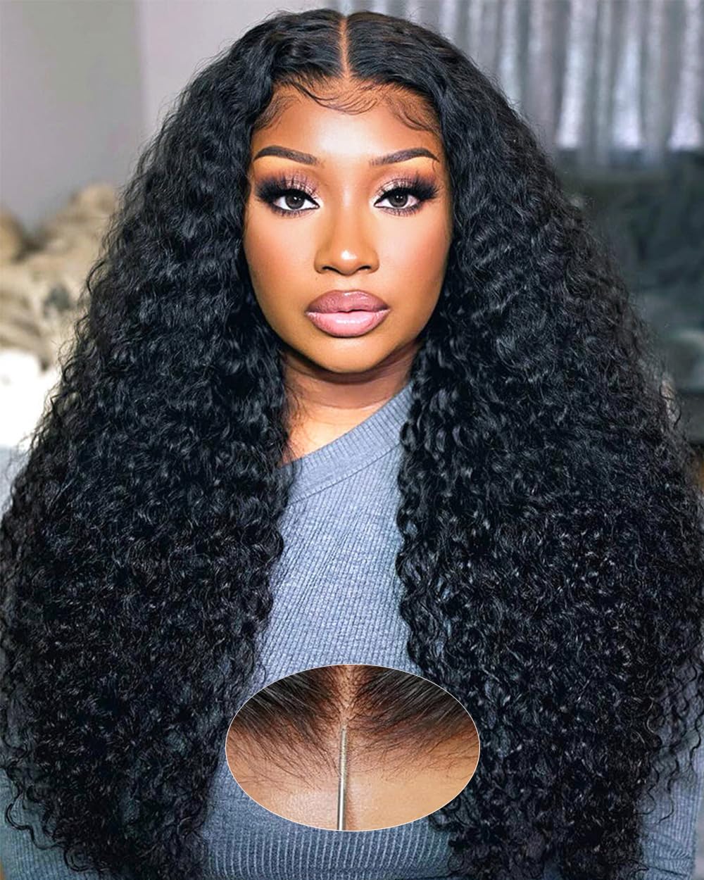 BGM GIRL Water Wave Human Hair Wig Glueless Drawstring 9x6 M Cap 16 Inch