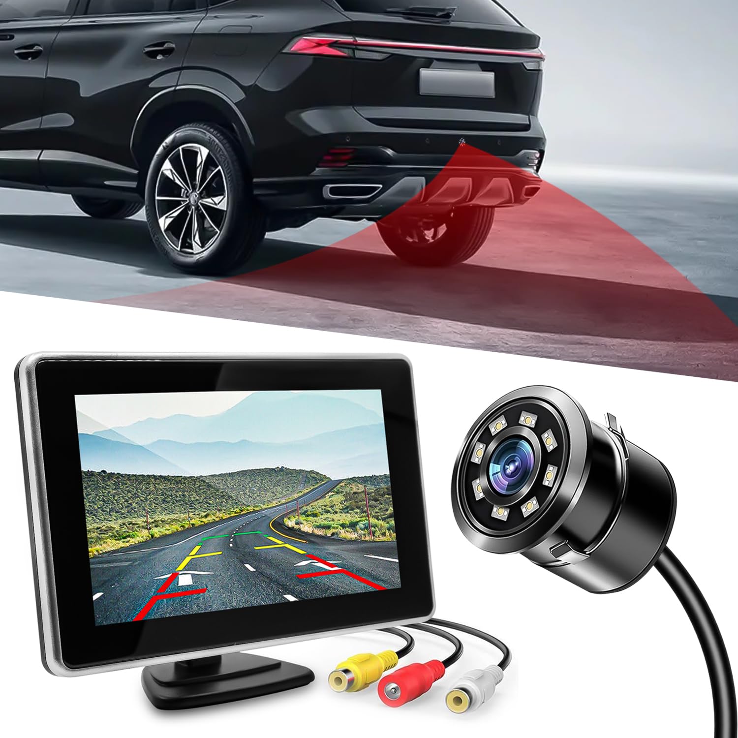 FABTEC 5 Inch Car LCD TFT Dashboard Screen + 8 Led Moving Lines Parking Assist Rear View Camera Combo for All Cars (B097YJ3NMC) Amazon Price History, Amazon Price Tracker