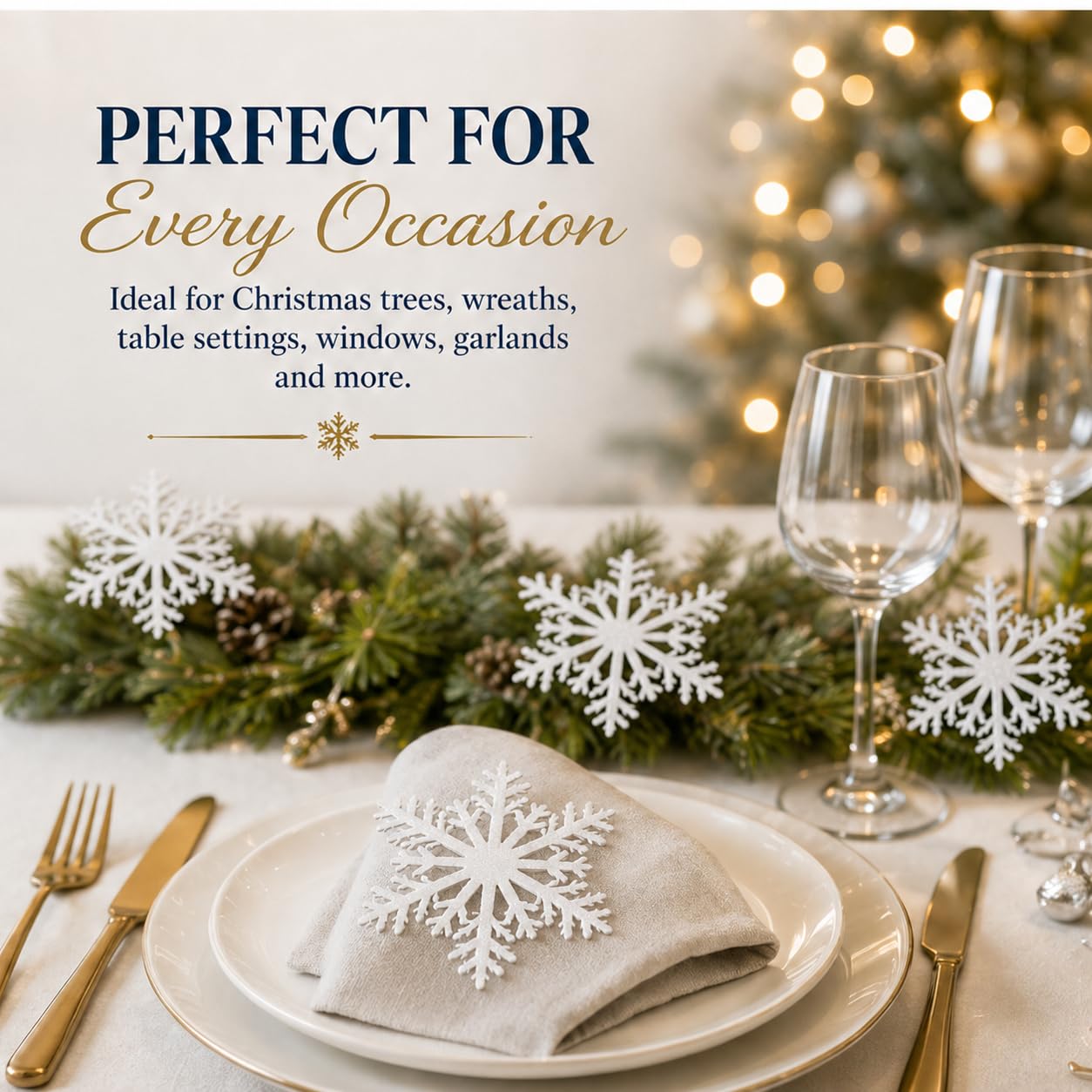 Fiocchi di neve bianchi – Set di 10 – Due misure assortite circa 20,3 cm e 30,5 cm D – Fiocchi di neve glitterati – Decorazioni invernali