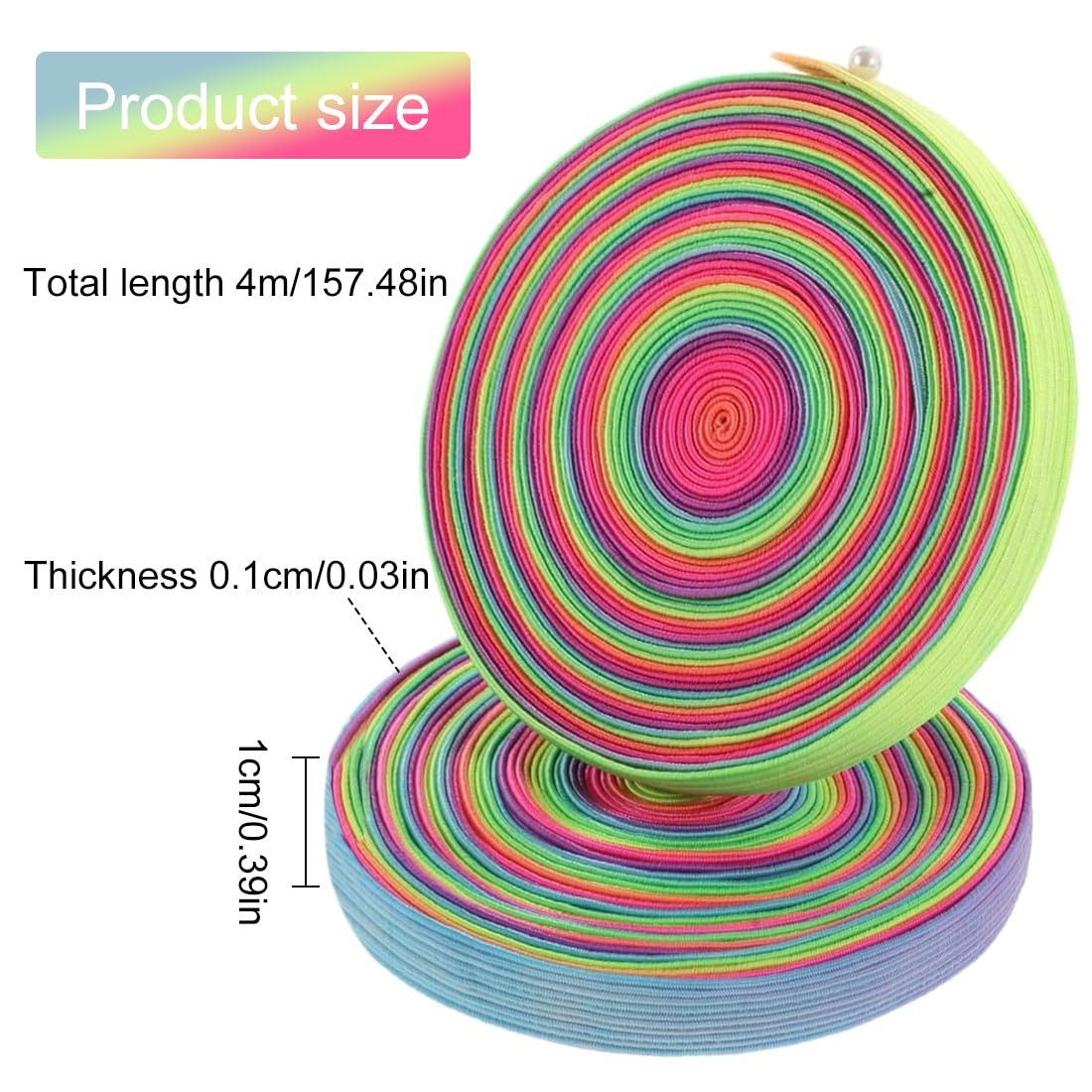 2 pezzi di gomma per bambini con istruzioni per giochi di salto, gomma da saltare, lunghezza 4 m, larghezza 1 cm, nastro arcobaleno, per Bambini Indoor e Outdoor Giochi