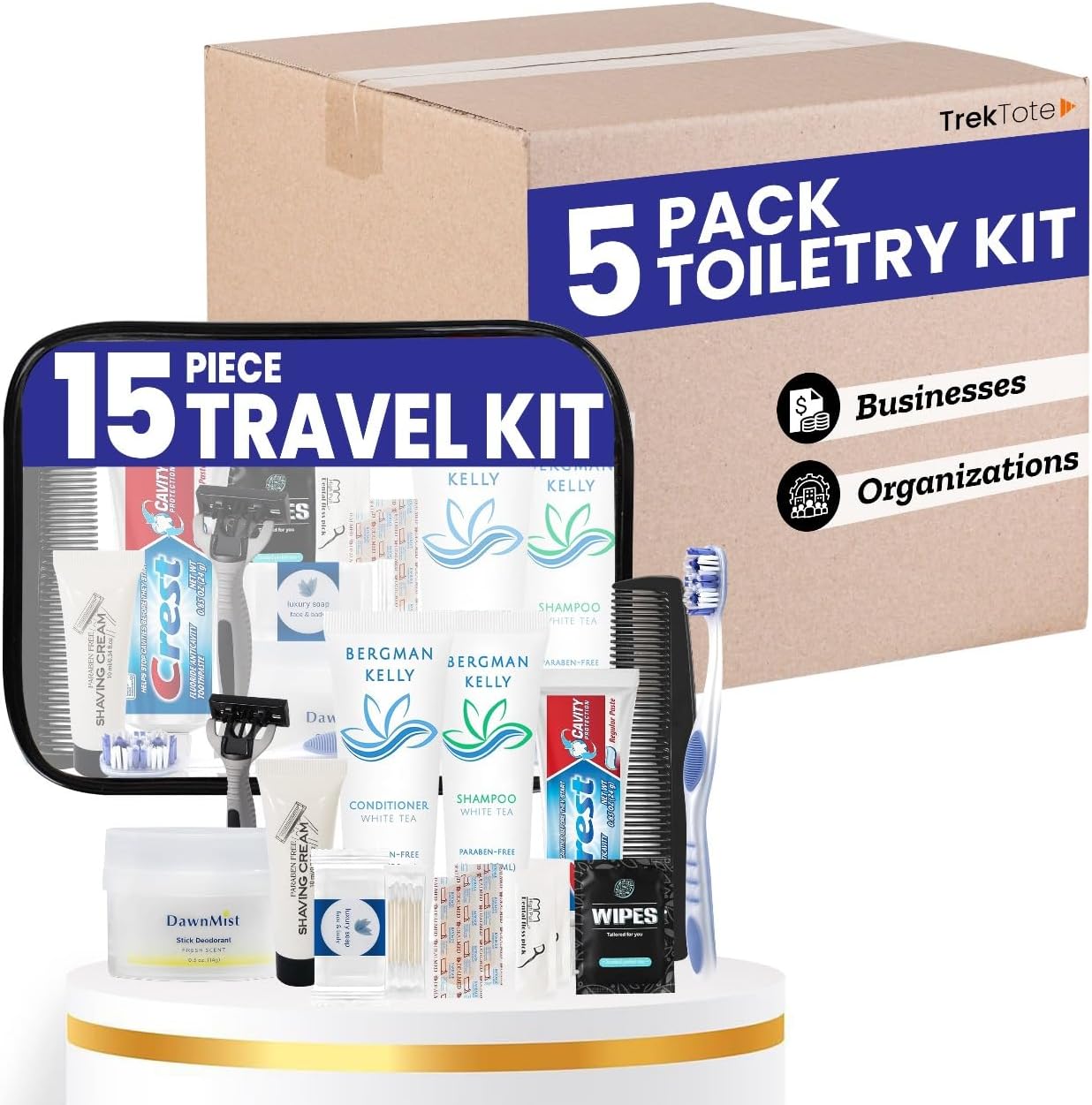 Trektote bulk hygiene kit set (5 pack) for travel