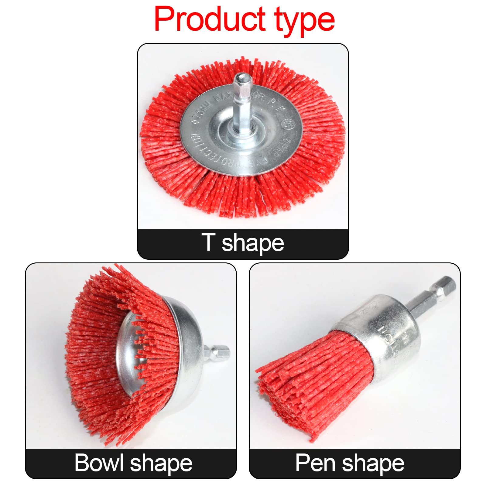4pcs Spazzola A Tazza In Nylon 3 Pollici/4 "spazzola Abrasiva Per Filo Metallico Per Trapano Metallo Legno Lucidatura Sbavatura Pulizia 1/4" Codolo Esagonale