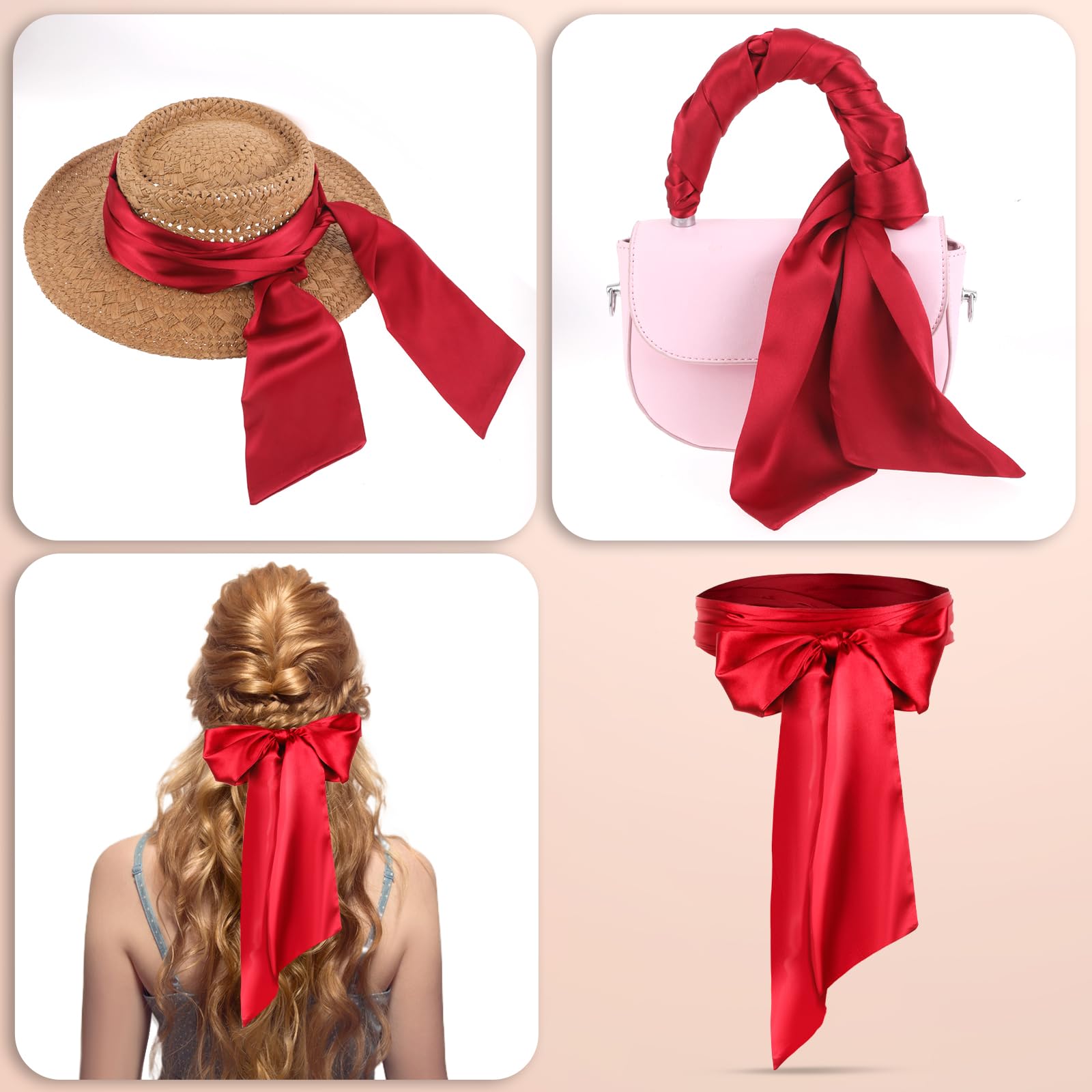 Accessoire Satin 250cm Ceinture En Satin Rouge Femme - 250 Cm - Élégante Pour Mariage, Soirée - Cadeau Mode Ruban Décoratif Mode