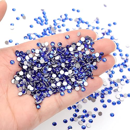 Miniatura 2 de 1150 diamantes de imitación de cristal azul oscuro para uñas, diamantes de imitación de cristal con parte trasera plana, diamantes de imitación