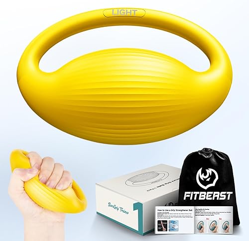 Miniatura 7 de Pelotas de ejercicio para manos FitBeast - 3 niveles de resistencia, bolas antiestrés para adultos, bolas para apretar para terapia de manos, Juego