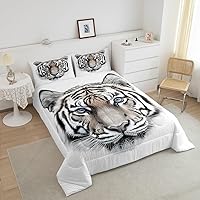 Vista 4 de Erosebridal - Juego de edredón con diseño de tigre para niños, tamaño Queen, edredón de plumón con estampado de animales salvajes para dormitorio