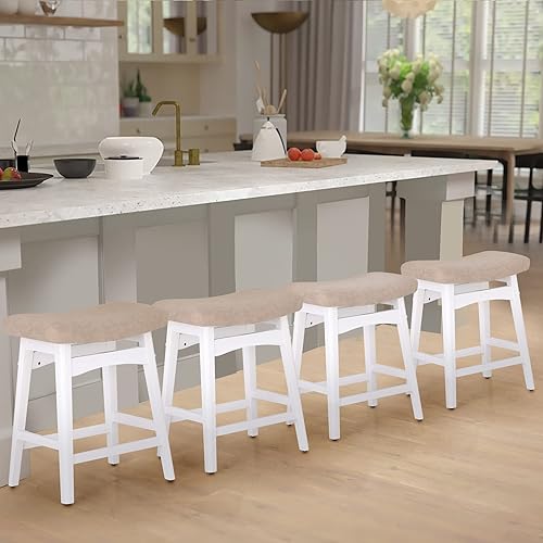 Miniatura 3 de Sophia & William Juego de 2 taburetes de bar de altura de mostrador, modernos taburetes de bar de piel sintética sin respaldo con patas de madera