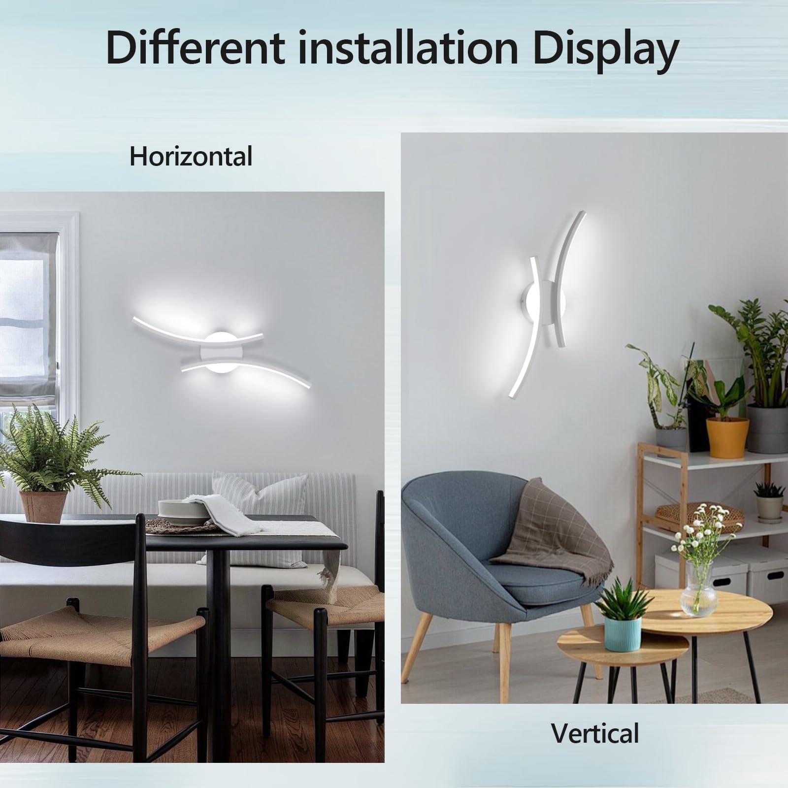 Applique LED da Parete Interno 2 Pezzi, 20W 2250LM Moderno Lampada da Parete LED, 44.5CM Bianco Lampada a Muro per Camera da Letto Bagno Soggiorno Scale Corridoio, Bianco Freddo 6500K